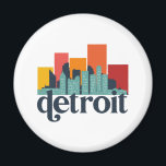 Íman Detroit Michigan City Skyline Retro Cityscape Art<br><div class="desc">Design com lindas linhas do horizonte, atração turística e arte de paisagem urbana, arranha-céu Legal e ilustração da silhueta de construção para turistas e viajantes. Perfeito como lembrança para trazer de volta para casa quando viaja pelo mundo. Guarde a memória do seu viagem e as suas férias com a família...</div>