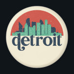 Íman Detroit Michigan City Skyline Retro Cityscape Art<br><div class="desc">Design com lindas linhas do horizonte, atração turística e arte de paisagem urbana, arranha-céu Legal e ilustração da silhueta de construção para turistas e viajantes. Perfeito como lembrança para trazer de volta para casa quando viaja pelo mundo. Guarde a memória do seu viagem e as suas férias com a família...</div>