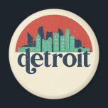 Íman Detroit Michigan City Skyline Retro Cityscape Art<br><div class="desc">Design com lindas linhas do horizonte, atração turística e arte de paisagem urbana, arranha-céu Legal e ilustração da silhueta de construção para turistas e viajantes. Perfeito como lembrança para trazer de volta para casa quando viaja pelo mundo. Guarde a memória do seu viagem e as suas férias com a família...</div>