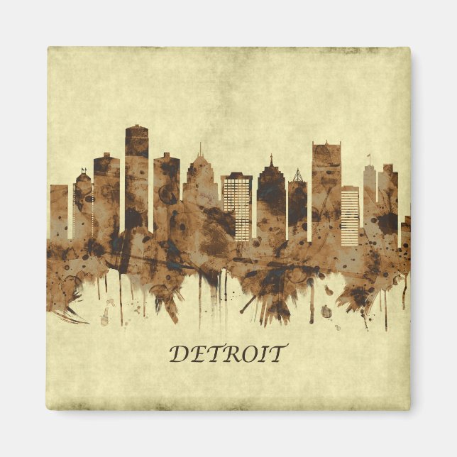 Íman Detroit Michigan Cityscape (Frente)