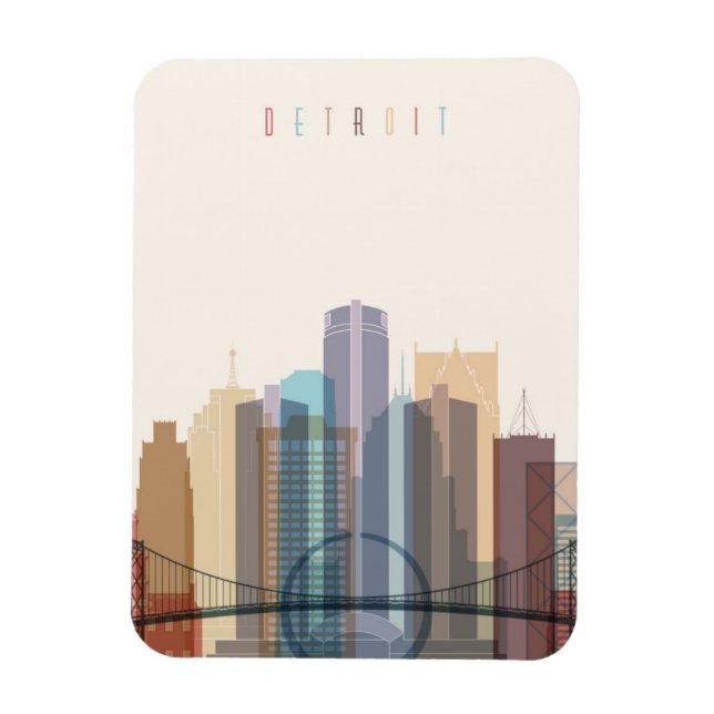 Íman Detroit, Michigan | Linha Skyline Cidade (Vertical)