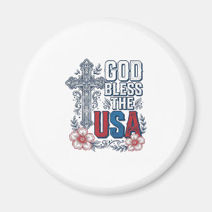 Íman Deus Abençoe a Camisa Patriótica Cruz Vintage dos