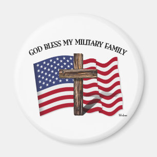 Íman DEUS ABENÇOE MINHA FAMÍLIA MILITAR cruz robusta, b