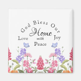 Íman Deus abençoe Nossa Casa Floral Branca Flores Selva