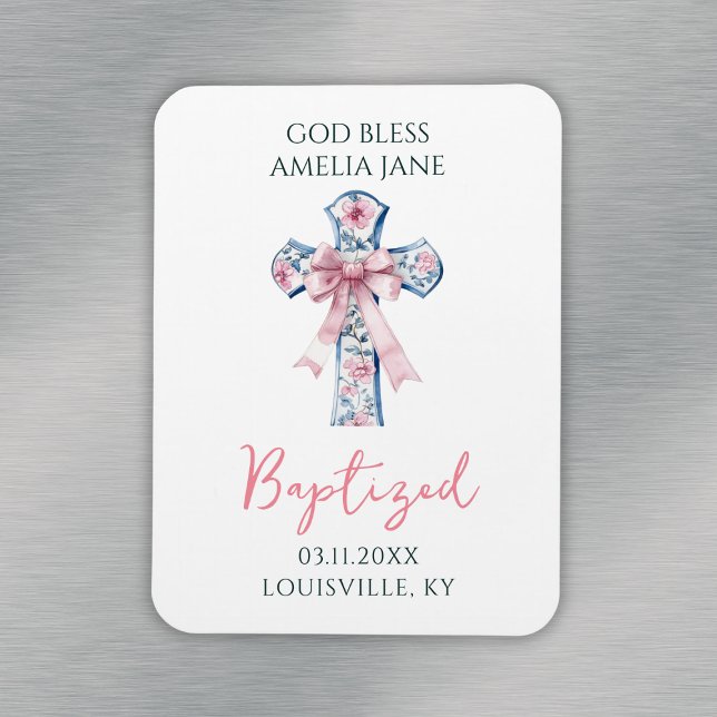 Íman Deus abençoe Rapariga Baptism Keepsaame (God Bless Girl Baptism Keepsake Magnet
)