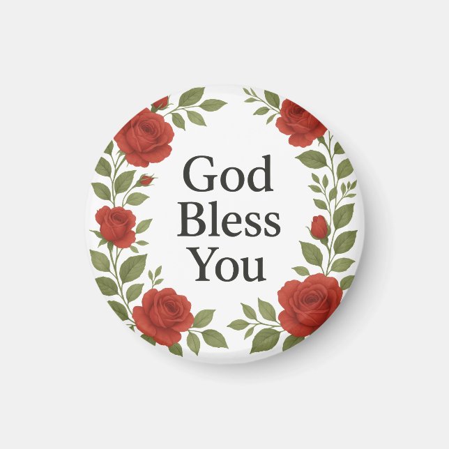 Íman Deus Abençoe Você Rosa Floral Religiosa (Frente)