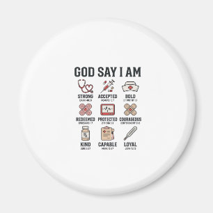 Íman Deus Diz Eu Sou Enfermeira Fé Design de Gravura Vi