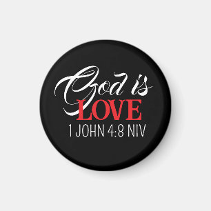 Íman Deus é Amor Bíblia Versículo Preto e Vermelho Fé