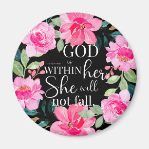 Íman Deus está dentro dela - Psalm 46:5 Pink Floral