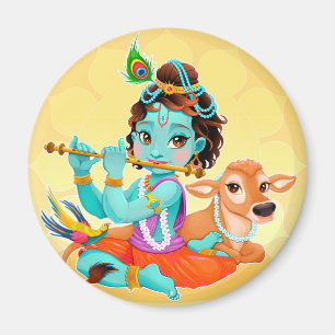 Íman Deus indiano de Krishna que joga a ilustração da