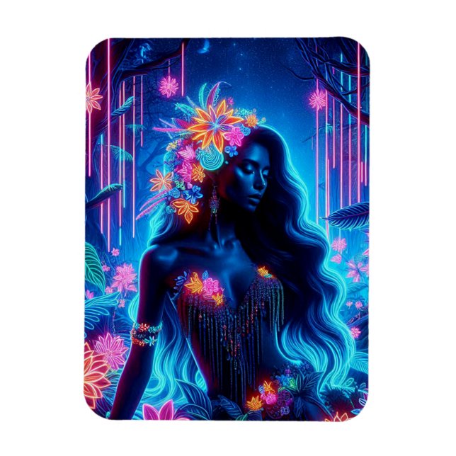 Íman Deusa de Light Neon brilha a fantasia florestal (Vertical)