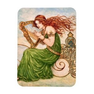 Íman Deusa Irlandesa Tocando Harpa – Arte Nova Céltica