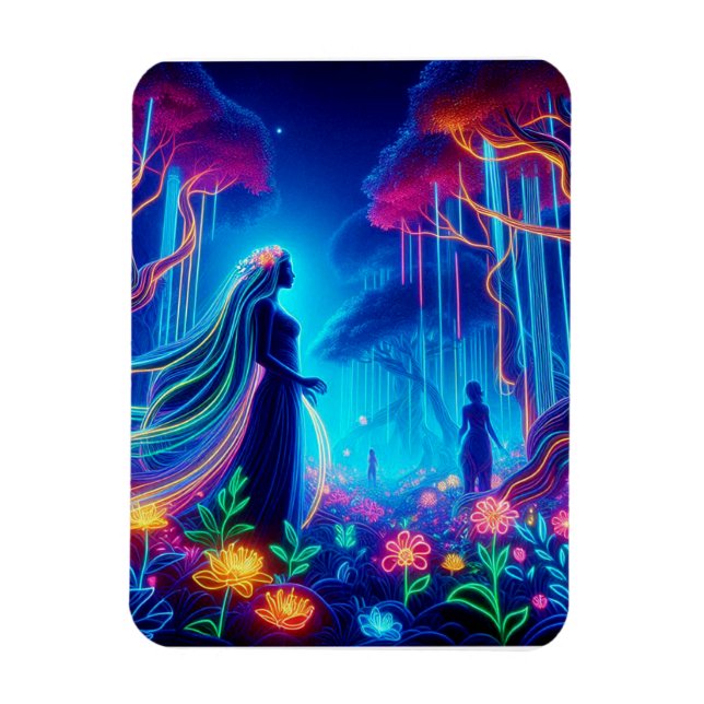Íman Deusa Neon Forest Of Light Fantasy conto de fadas (Vertical)