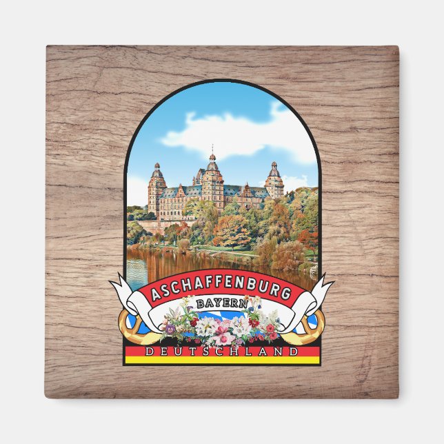 Íman Deutschland Aschaffenburg Vintages Souvenir (Frente)