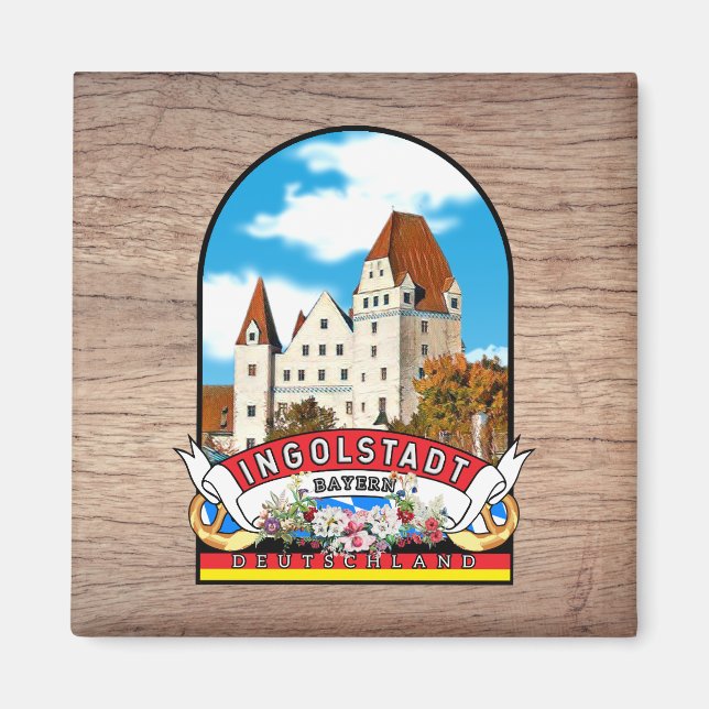 Íman Deutschland Ingolstadt Vintage souvenir (Frente)