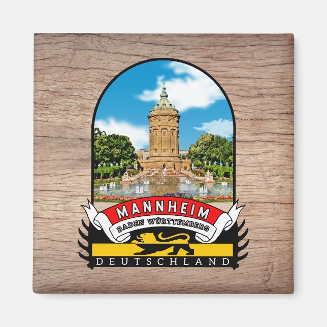 Íman Deutschland Mannheim Vintage souvenir (Frente)