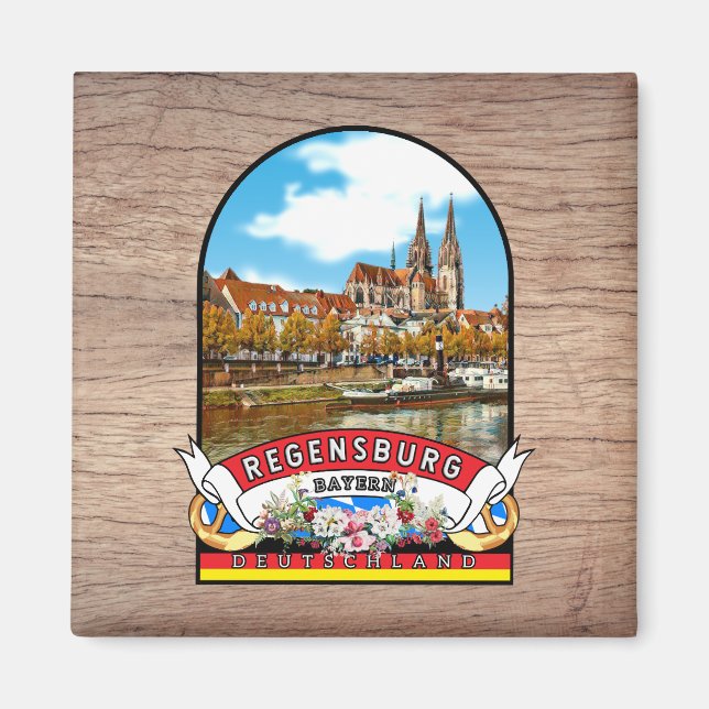 Íman Deutschland Regensburg Vintage souvenir (Frente)