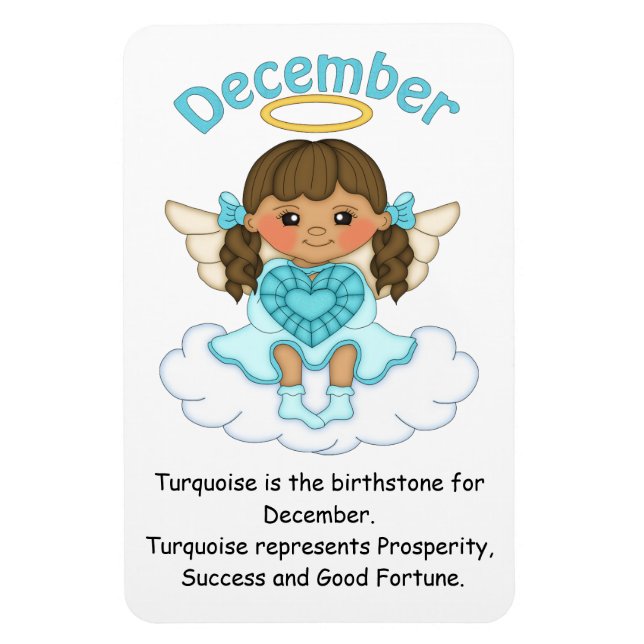 Íman Dezembro Birthstone Angel Brunette Premium Magnet (Vertical)