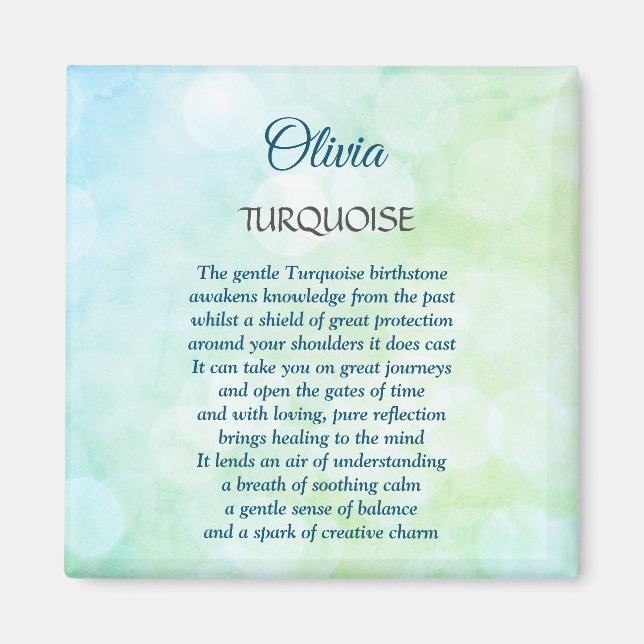 Íman Dezembro de Birthstone Turquoise design (Frente)