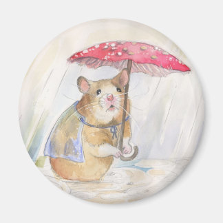 Íman Dia chuvoso - Hamster com guarda-chuva engraçada d