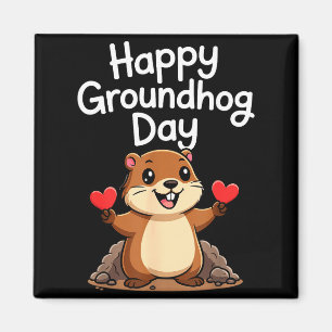 Íman Dia da Marmota do Punxy Phils Coração Fofo Design 