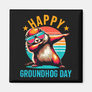 Íman Dia da Marmota Feliz Dabbing Marmota Crianças Engr