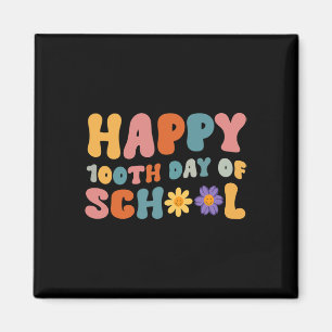 Íman Dia Da Professora Retro Groovy Feliz 100 Dias