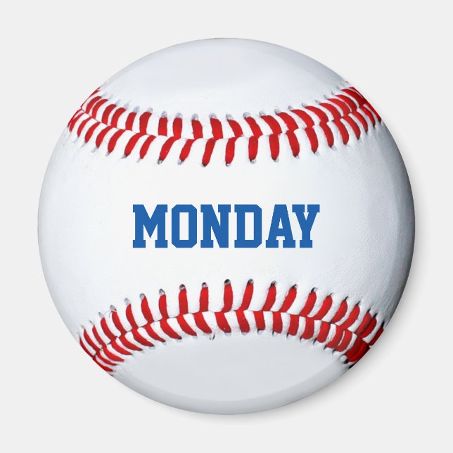 Íman Dia da Semana do Imã do Frigorífico do Baseball (Frente)