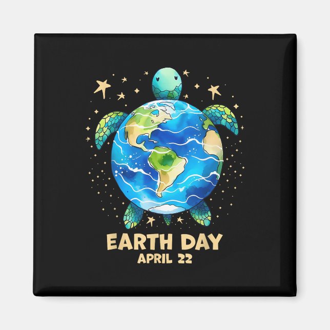 Íman Dia da Terra 2025 Restaurar a Tartaruga do Mar Ter (Frente)