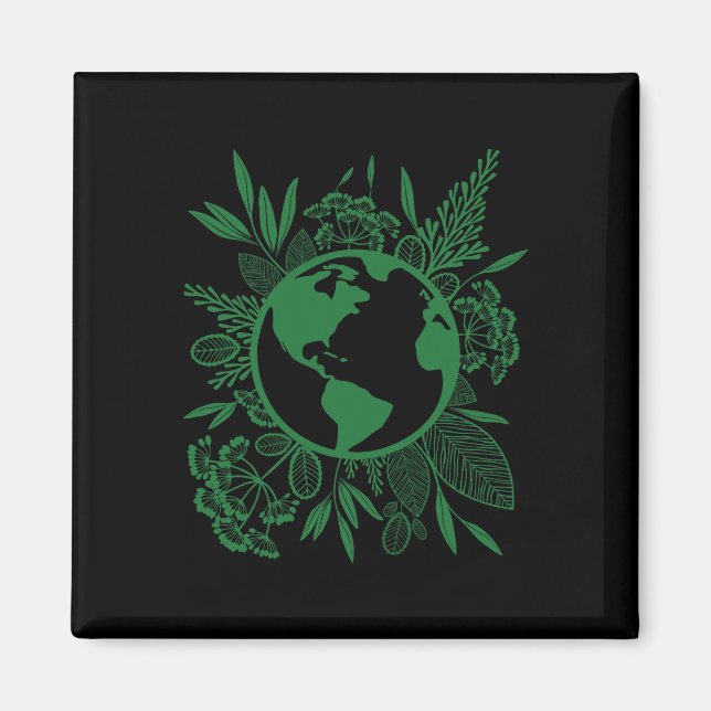 Íman Dia da Terra em Paz Verde (Frente)