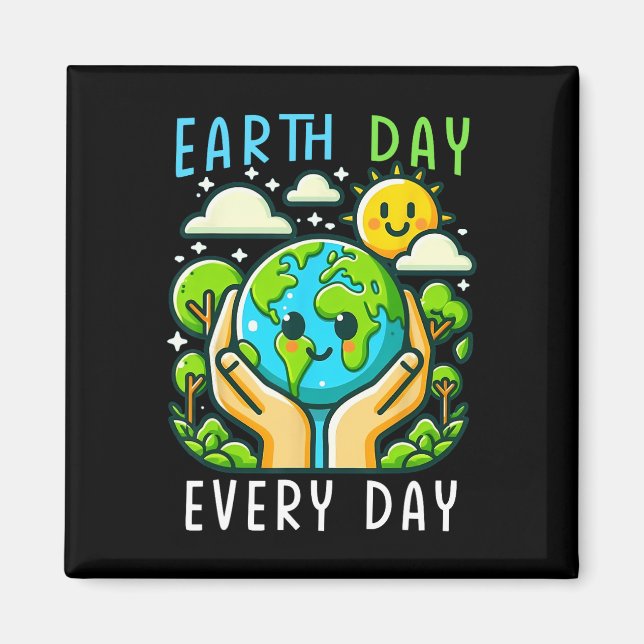 Íman Dia da Terra Engraçado Salve o Planeta Fofo da Ter (Frente)