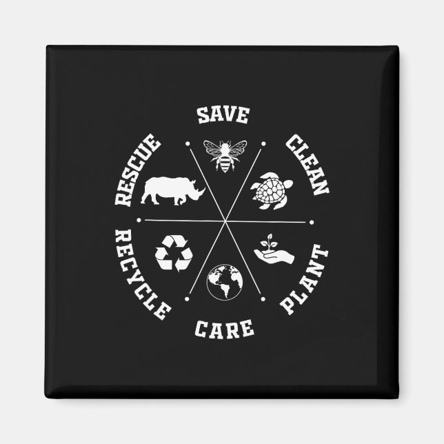Íman Dia da Terra Salvar Abelhas Salvando Animais Recic (Frente)