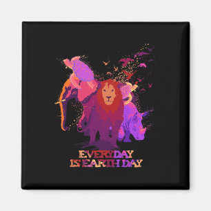 Íman Dia da Terra Todo Dia Amor Elefante Tartarugas Leã