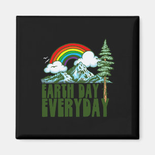 Íman Dia da Terra Todos Os Dias! Vintage Rainbow Nature