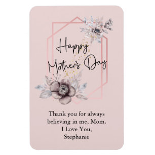 Íman Dia das Mães Personalize Rosa Cinza Floral