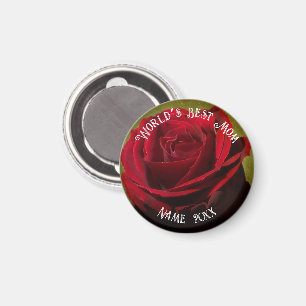 Íman Dia das Mães Rosa Vermelha Texturizada