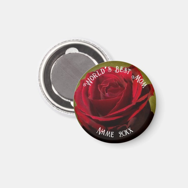 Íman Dia das Mães Rosa Vermelha Texturizada (Front/Back)