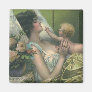 Íman Dia das Mães Vintage, Mãe Vitoriana com Bebê