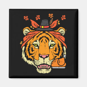Íman Dia de Ação de Graças Tigre Face Peru Dia de Outon