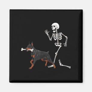 Íman Dia de as Bruxas engraçado Doberman Nscher E Skele