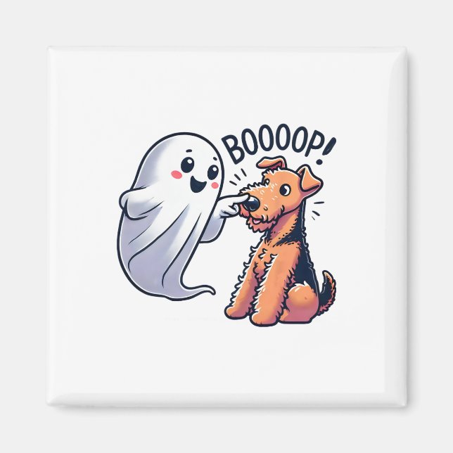 Íman Dia de as Bruxas engraçado Ghost Airedale Terrier  (Frente)