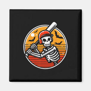 Íman Dia de as Bruxas engraçado Skeleton Baseball Playe