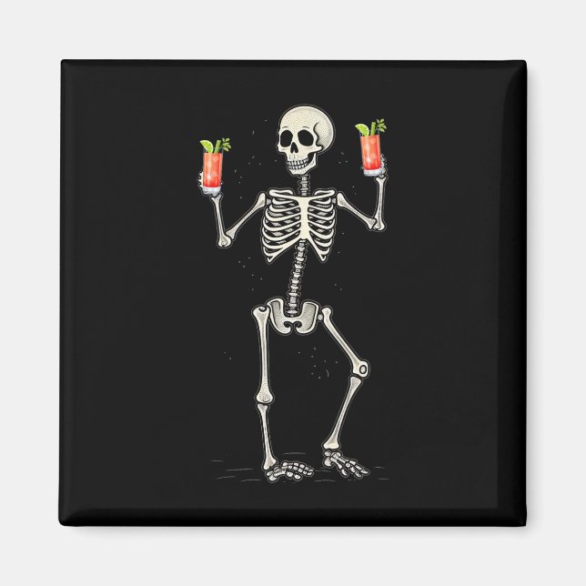 Íman Dia de as Bruxas engraçado Skeleton Bebendo Bloody (Frente)