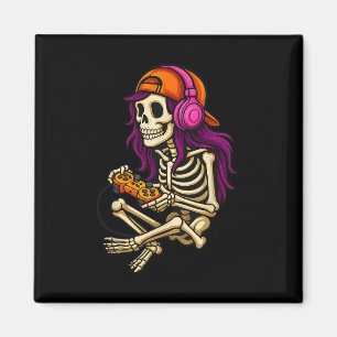Íman Dia de as Bruxas engraçado Skeleton Gamer Video Ga