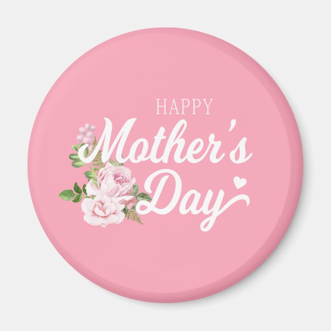 Íman Dia de as mães Feliz com Rosas Rosa | Magnet (Frente)