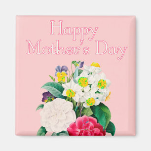 Íman Dia de as mães Feliz da Bouquest Floral Rosa Vint