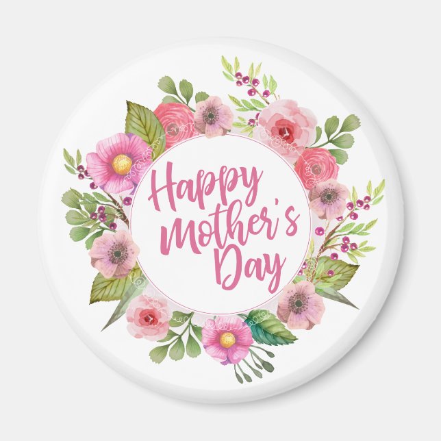 Íman Dia de as mães Feliz Elegante Floral | Magnet (Frente)