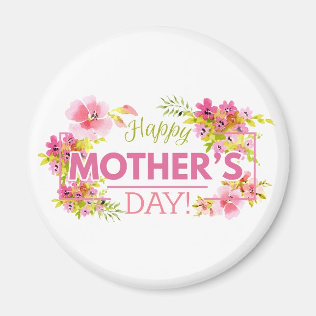 Íman Dia de as mães Feliz Floral Elegante | Magnet (Frente)