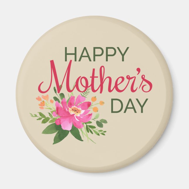Íman Dia de as mães Feliz Floral Elegante | Magnet (Frente)