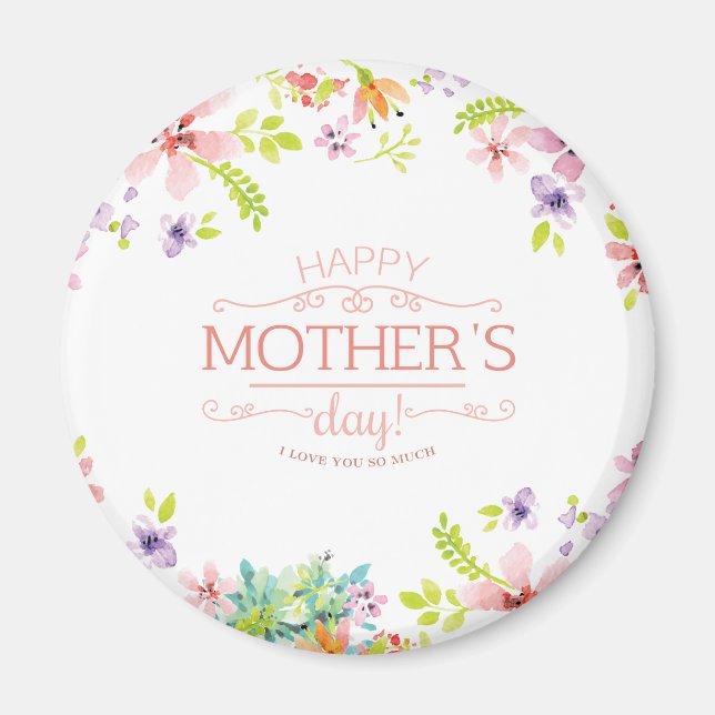 Íman Dia de as mães Feliz Floral Elegante | Magnet (Frente)